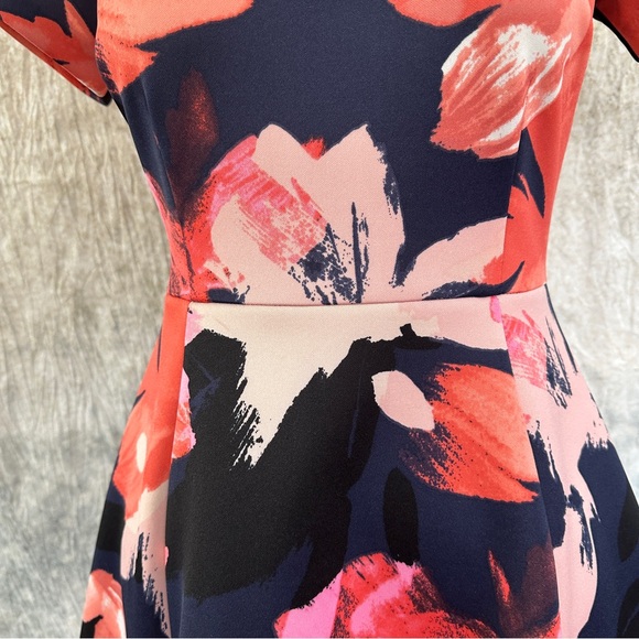 Vince Camuto Navy Floral Midi Dress - Picture 4 of 10